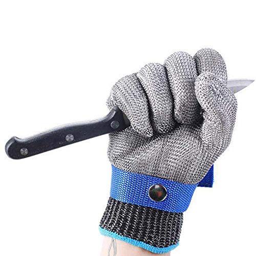  Guantes resistentes a cortes de carnicero, guantes de cadena de  acero inoxidable de trabajo seguro con correa de muñeca ajustable, fáciles  de limpiar (tamaño XXL/A paquete de uno) : Herramientas y