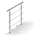 Barandilla de acero inoxidable con 4 x 12,0 soporte de barra transversal V2 A postes de escalera MOD 0553 altura ajustable 